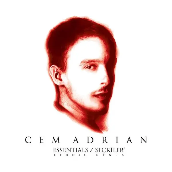 Cem Adrian’ın Essentials Seçkiler derleme kapağı; beyaz zeminde kırmızı tonlu Cem Adrian portresi