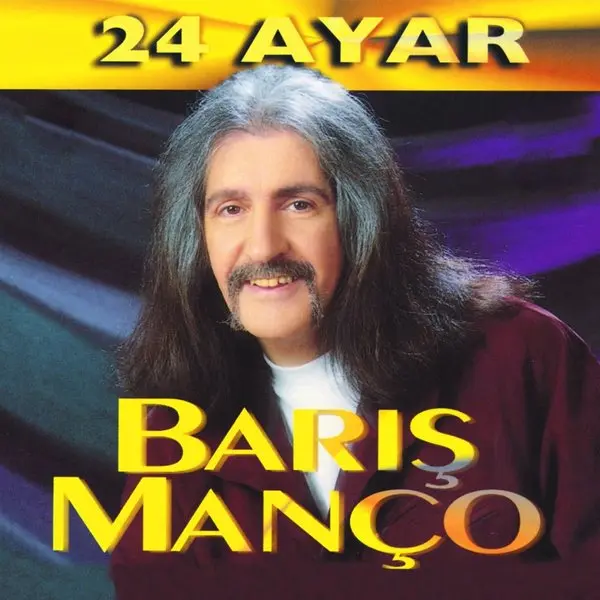 Barış Manço’nun 24 Ayar albüm kapağı; kırmızı ceketli, uzun saçlı Barış Manço ve sarı harflerle albüm adı