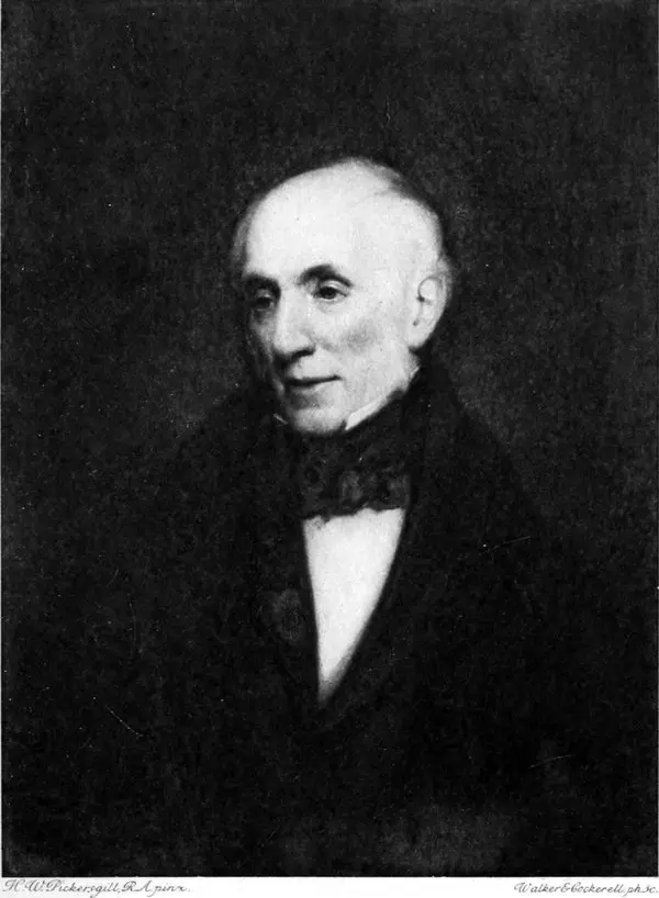 Beyaz saçlı William Wordsworth’ün koyu ceket ve beyaz boyunbağıyla hafifçe yana bakan yaşlılık dönemi portresi