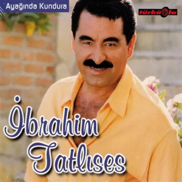 İbrahim Tatlıses’in Ayağında Kundura albüm kapağı; turuncu gömlekli, bıyıklı genç İbrahim Tatlıses’in portresi ve sol altta beyaz el yazısıyla İbrahim Tatlıses yazısı