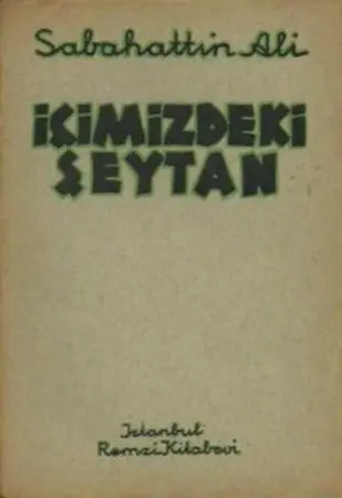 İçimizdeki Şeytan romanının 1940 tarihli ilk baskı kapağı: yeşil harflerle Sabahattin Ali ve İçimizdeki Şeytan yazısı, altta İstanbul Remzi Kitabevi