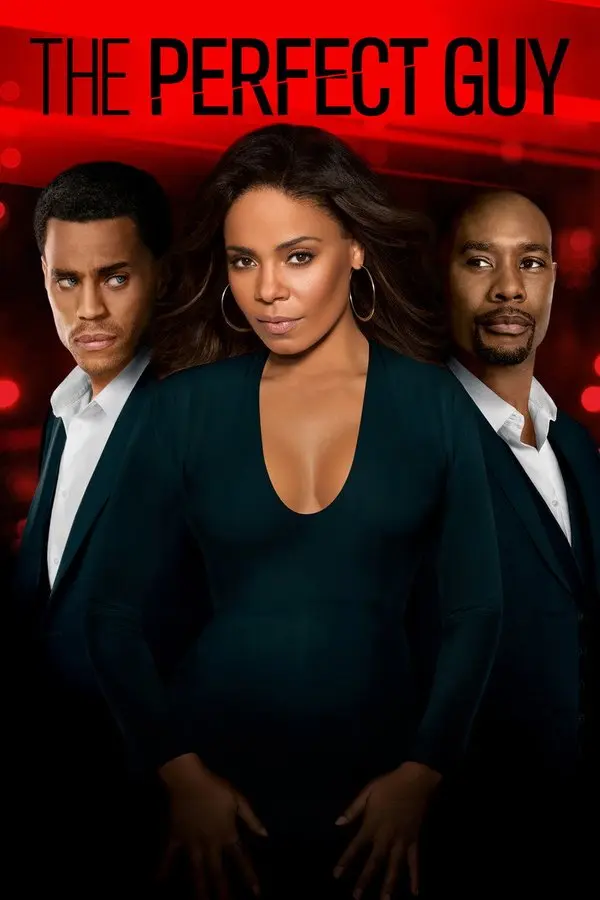 The Perfect Guy filminin afişi: kırmızı zemin önünde koyu yeşil elbiseli Sanaa Lathan ortada, iki yanında takım elbiseli Michael Ealy ve Morris Chestnut duruyor; üstte THE PERFECT GUY yazısı