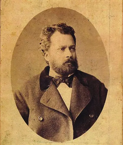 Namık Kemal'in sakallı, papyon kravatlı ve ceketli hâliyle oval çerçeve içinde görüldüğü 1878 tarihli sepya tonlu fotoğrafı