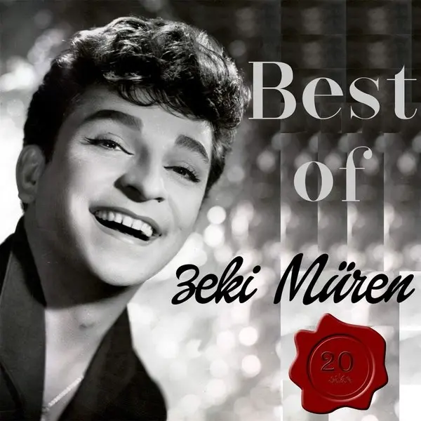 Best of Zeki Müren derleme albümünün kapağı; siyah beyaz fotoğrafta gülümseyen genç Zeki Müren ve kırmızı bir gül